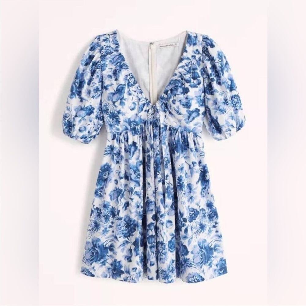 Abercrombie & Fitch Cinch Front Poplin Mini Dress Sz XL - Picture 2 of 8